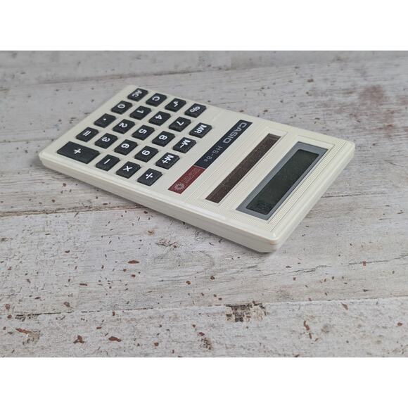 Casio HS-8B Solar Electronic Calculator - Beige - w Box - Vintage - Picture 5 of 9